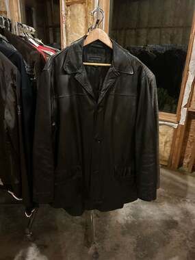 Banana Republic Vintage Men's Black Genuine Leather Car Coat Jacket Size Large